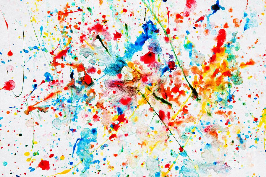 900x599 Colorful Watercolor Splash On White Paper Photograph By Michal