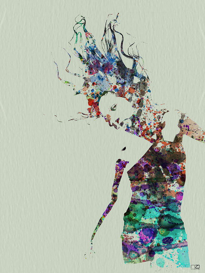 677x900 Dancer Watercolor Splash Painting By Naxart Studio