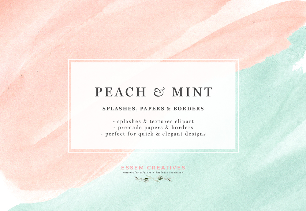 1000x690 Peach And Mint Watercolor Splash Swash Splatters Clipart Mothers Day
