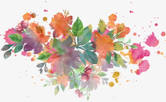 650x400 Vector Splash Watercolor Flowers, Flowers, Watercolor, Splash Png