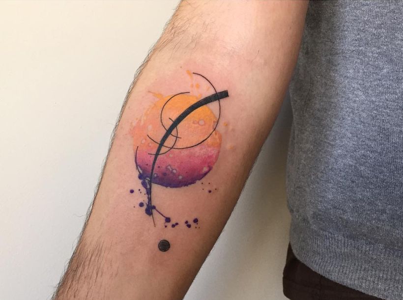 820x611 Geometric And Abstract Tattoos With A Splash Of Watercolor By