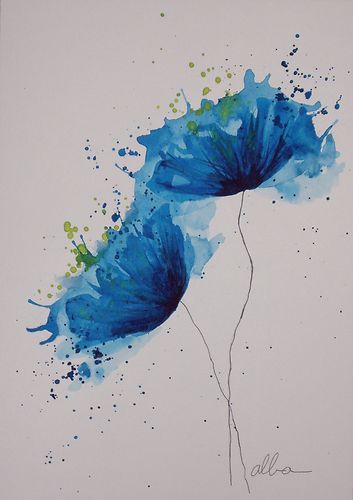 353x500 Watercolor Flowers. I Like The Splatter Technique And The