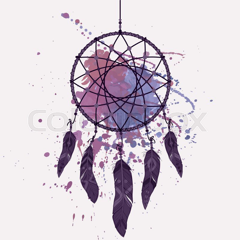 800x800 Vector Illustration Of Dream Catcher With Watercolor Splash
