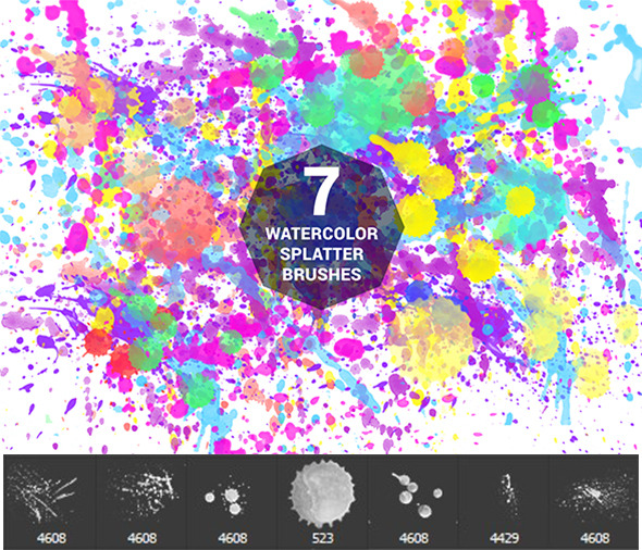 590x506 7 Watercolor Splatter Brushes By Deforip4 Graphicriver