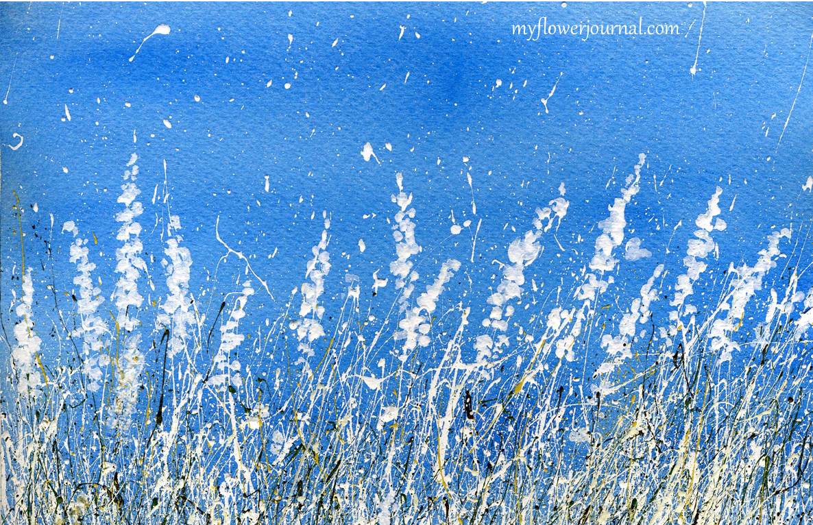 1186x766 Snowy Landscape With Splattered Acrylic Paint