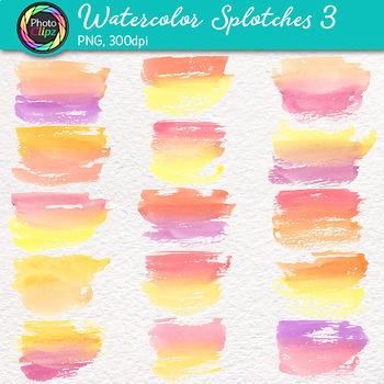 350x350 Watercolor Splotches Clip Art {Hand Painted Watercolor Textures In