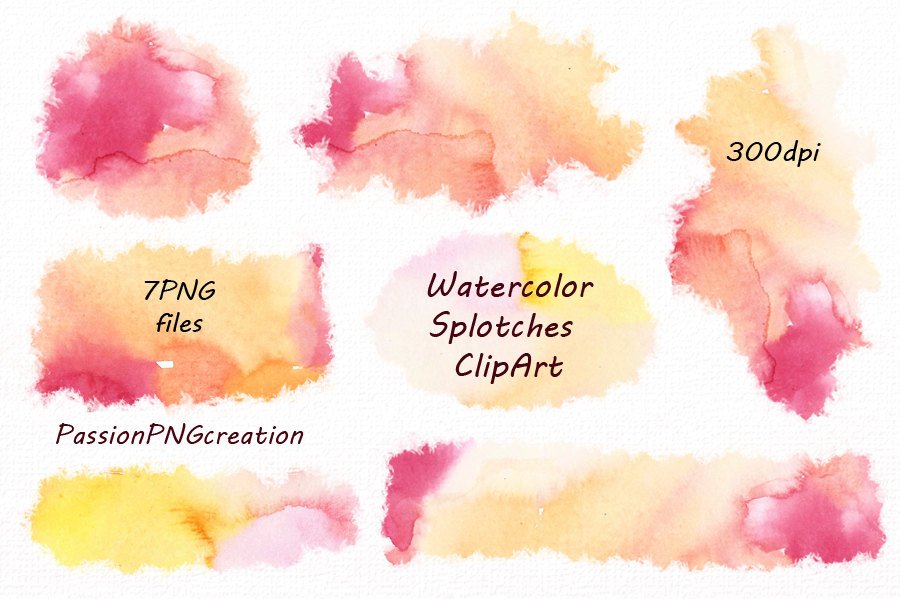 900x599 Watercolor Splotches Clipart Splashes Clipart Watercolor Etsy