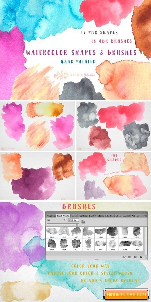 500x1000 Watercolor Splotches Shapes Brushes Free Download Free Graphic