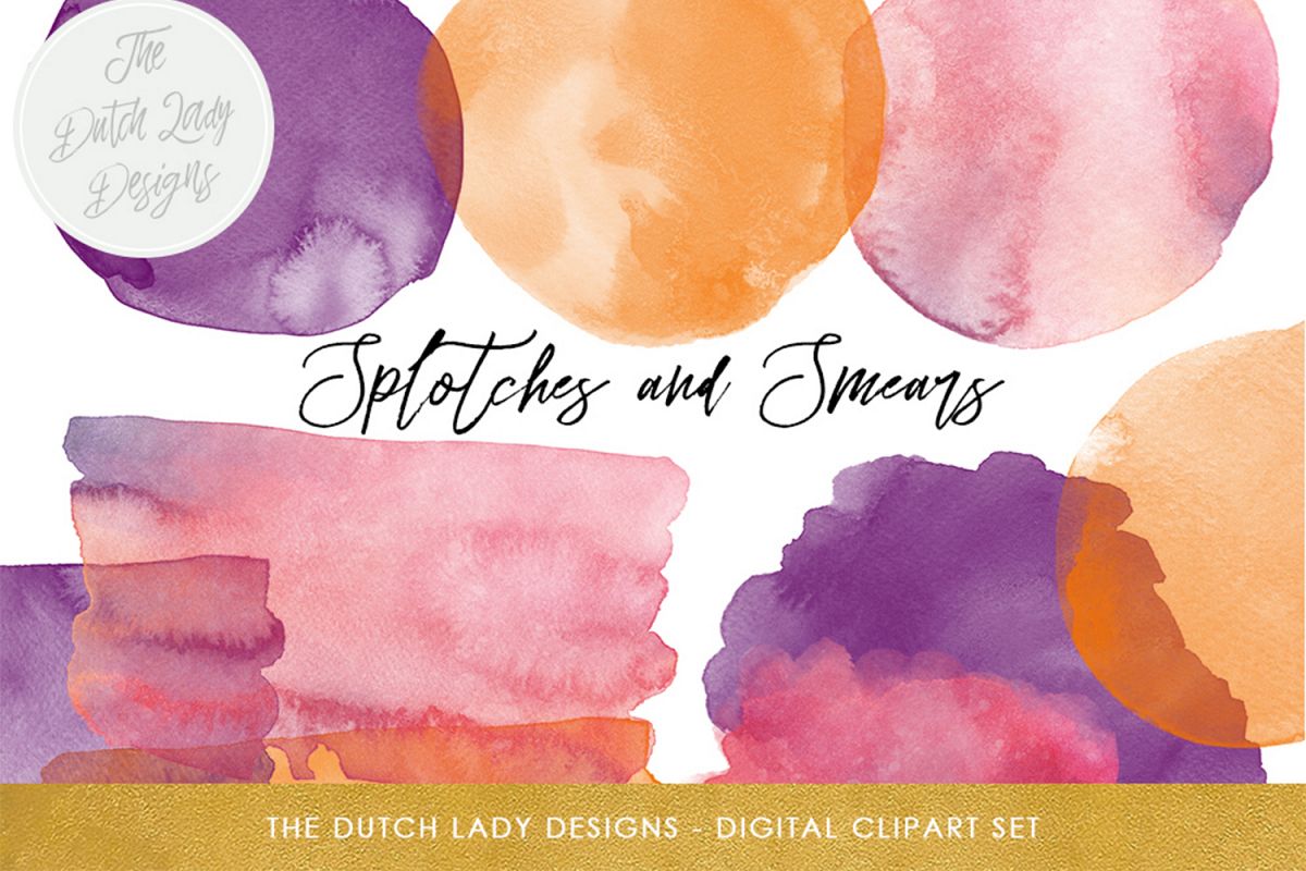 1200x800 Watercolor Splotches Amp Smear Clipart In Design Bundles