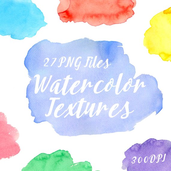570x570 Bright Watercolor Splotches Watercolor Clipart Hand Painted Etsy