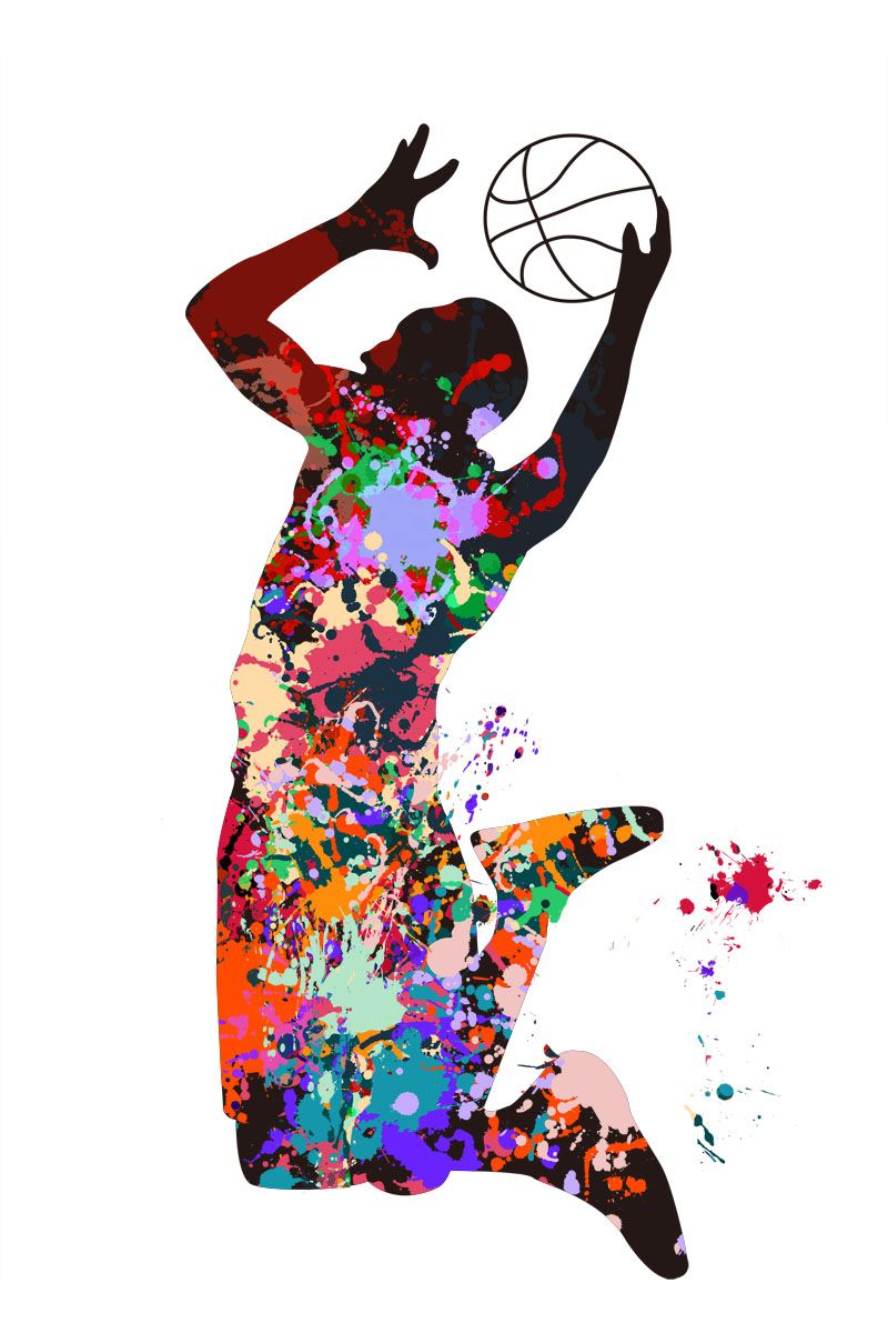 800x1200 Basketball Player Competition Sports Active Watercolor Painting