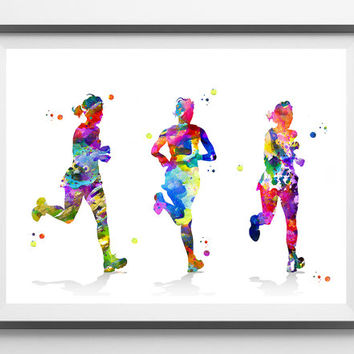 354x354 Running Girls Watercolor Print Three From Mimiprints By