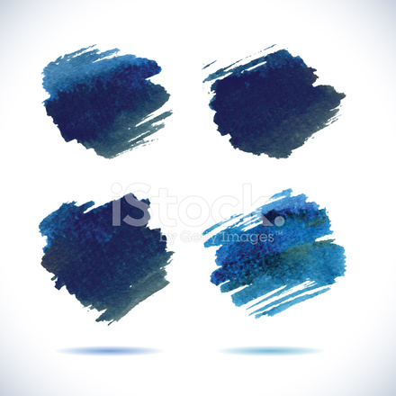 440x440 Brushstroke Ink Blue Watercolor Spot Stock Vector
