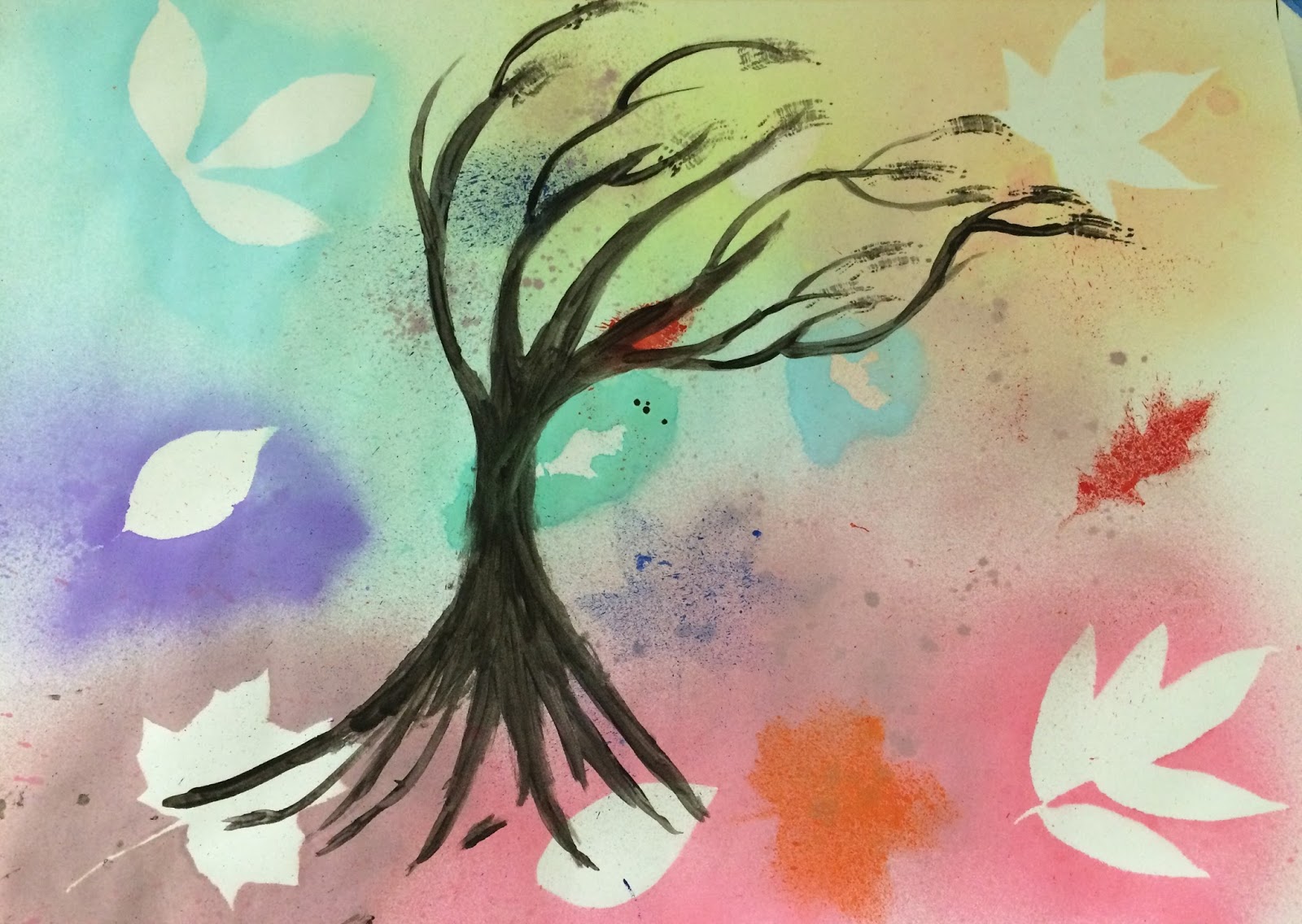 1600x1136 The Helpful Art Teacher Spray Stenciling Leaves With Liquid