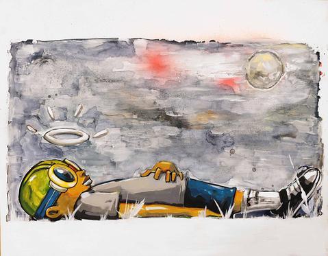 479x373 Watercolor, Acrylic And Spray Paint On Paper Vertical Gallery