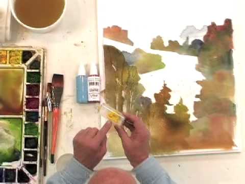 480x360 Watercolor Painting With Spray Bottle Effects,