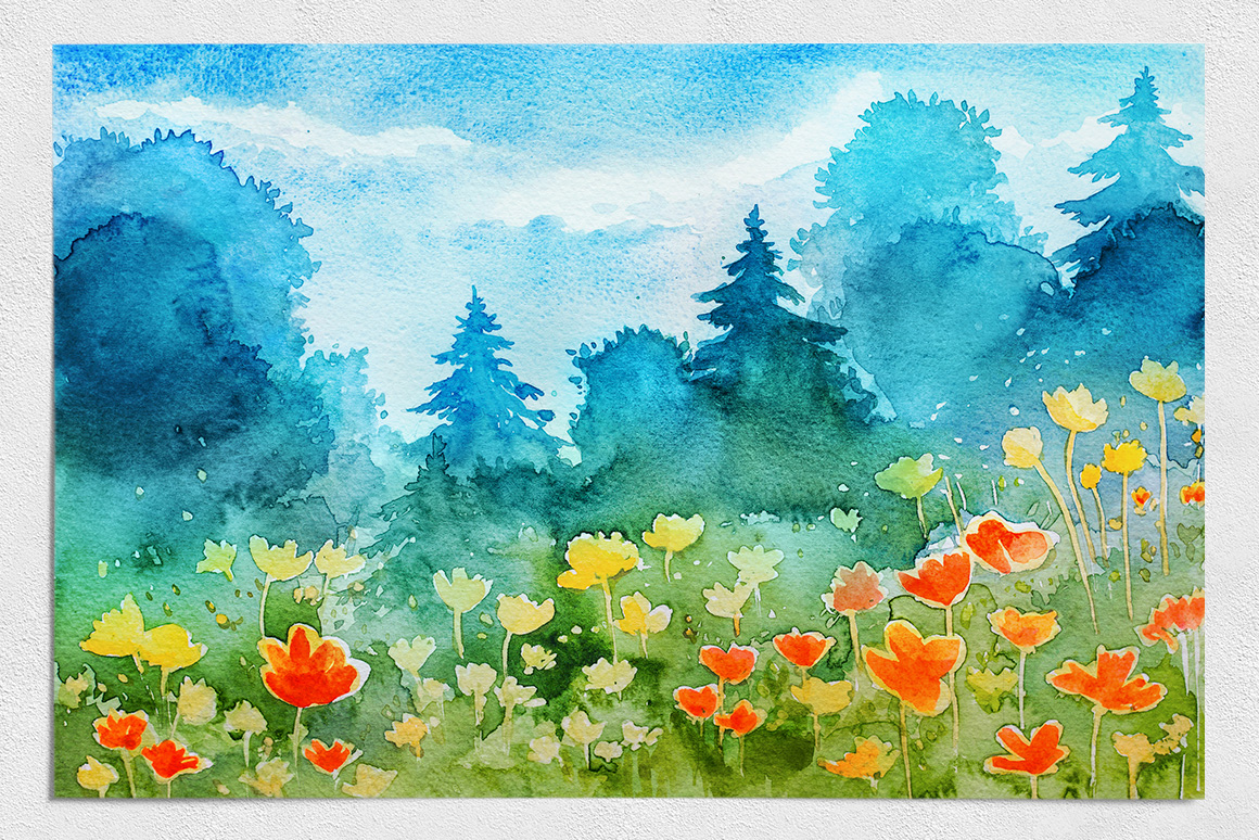 1160x774 Spring Landscapes. Watercolor. By Alex Green