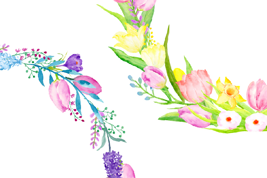 864x576 Watercolor Spring Flower Wreath By Cornercroft