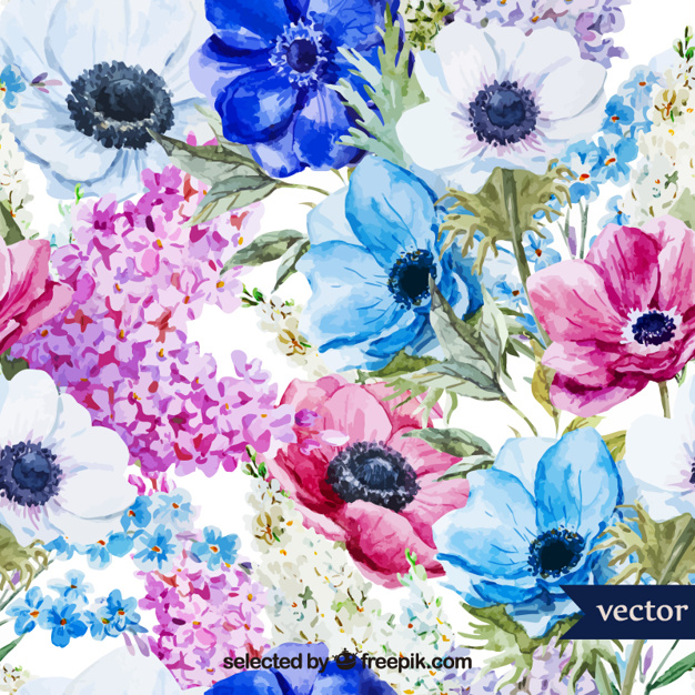 626x626 Watercolor Spring Flowers Vector Free Download