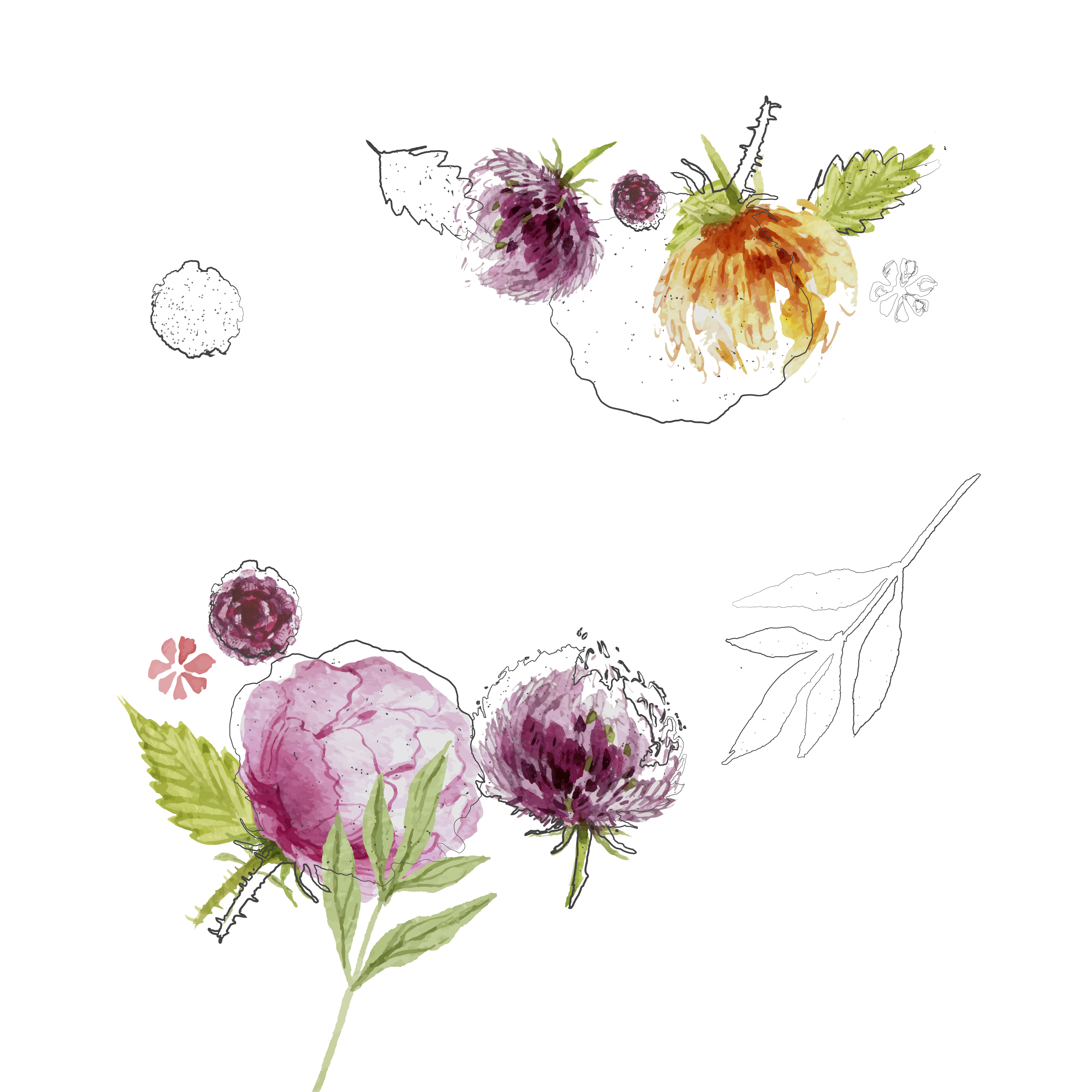 3125x3125 Wedding Invitation Watercolour Flowers Watercolor Painting