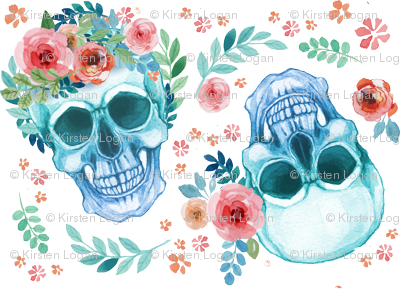 400x289 Sugar Skull Watercolor Spring Flowers Wallpaper
