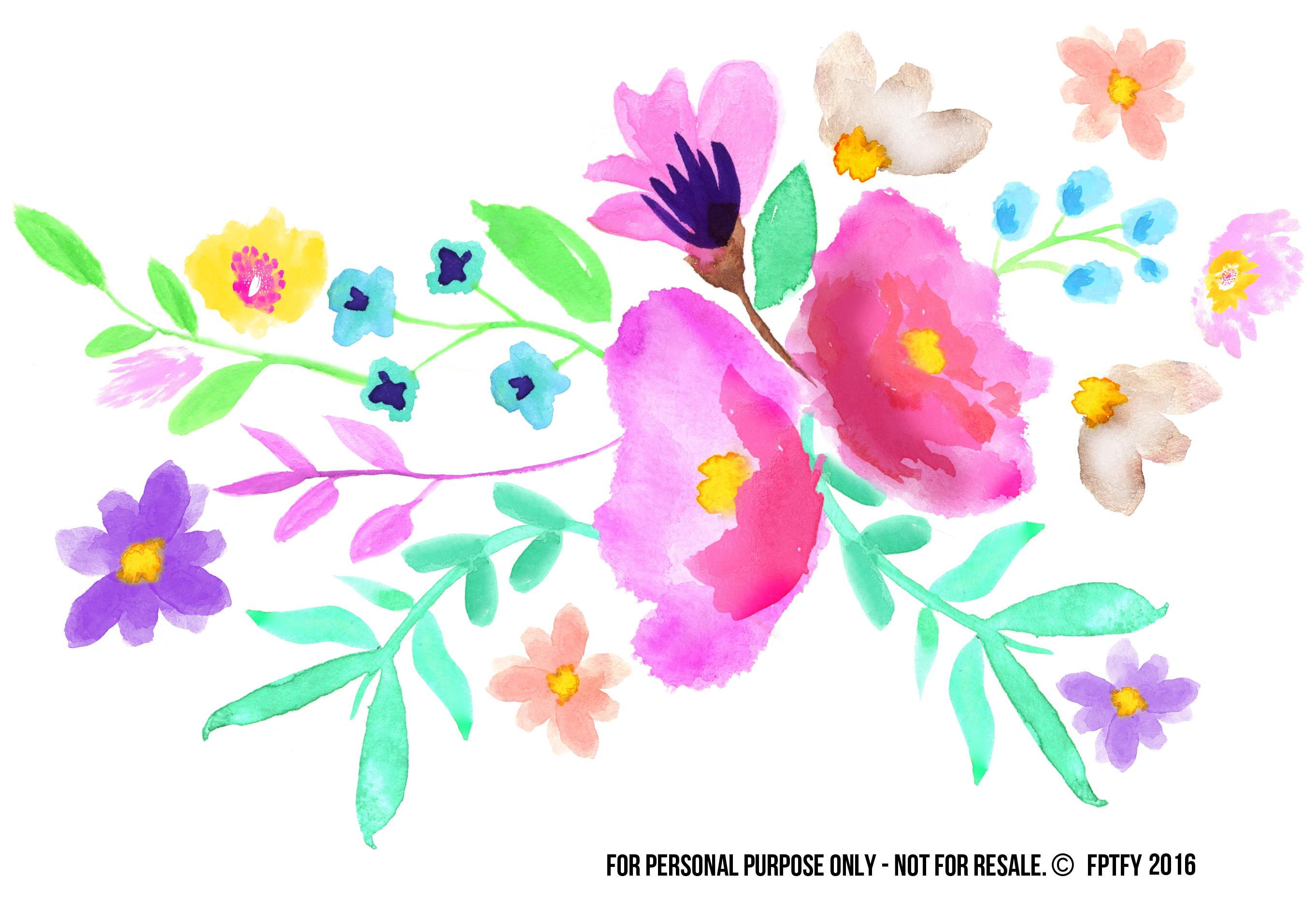 2724x1907 Collection Of Spring Flowers Watercolor Clipart High Quality