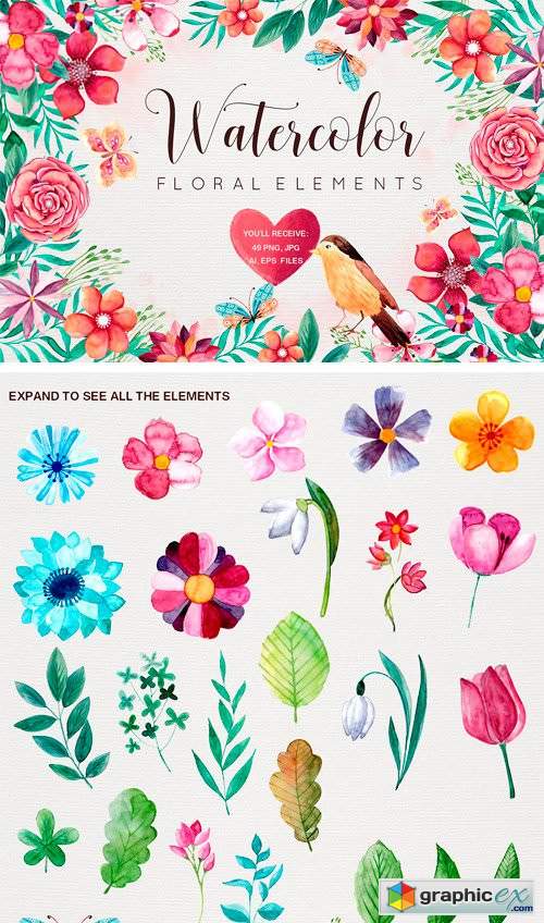 500x848 Watercolor Spring Flowers 2350684 Free Download Vector Stock