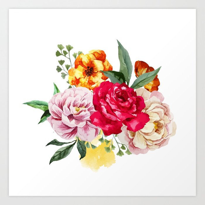700x700 Watercolor Spring Flowers Art Print By Mesutok Society6