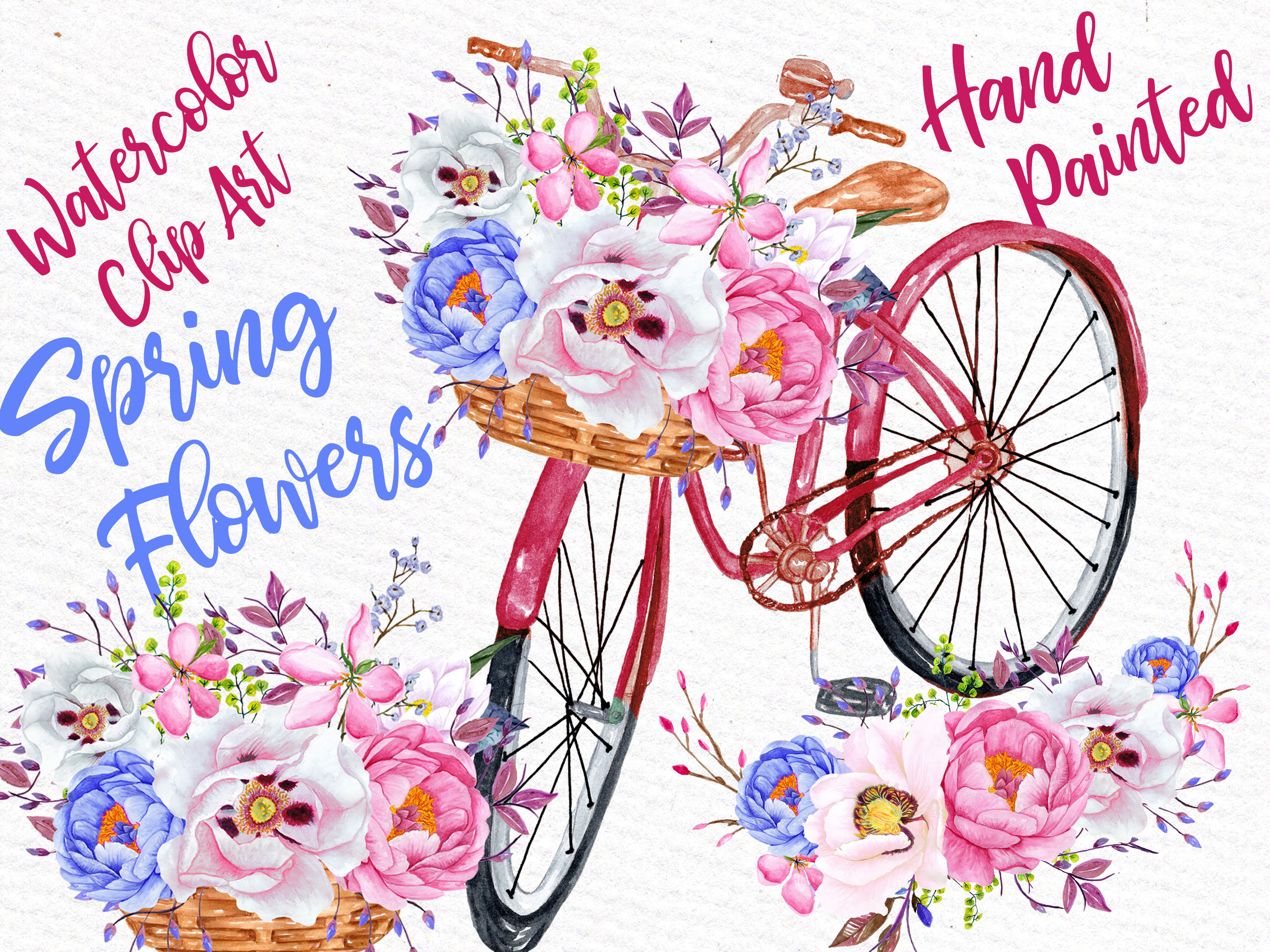 2592x1944 Watercolor Spring Flowers Clip Art