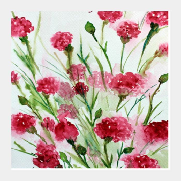 700x700 Painted Pink Watercolor Spring Flowers Poster Square Art Prints