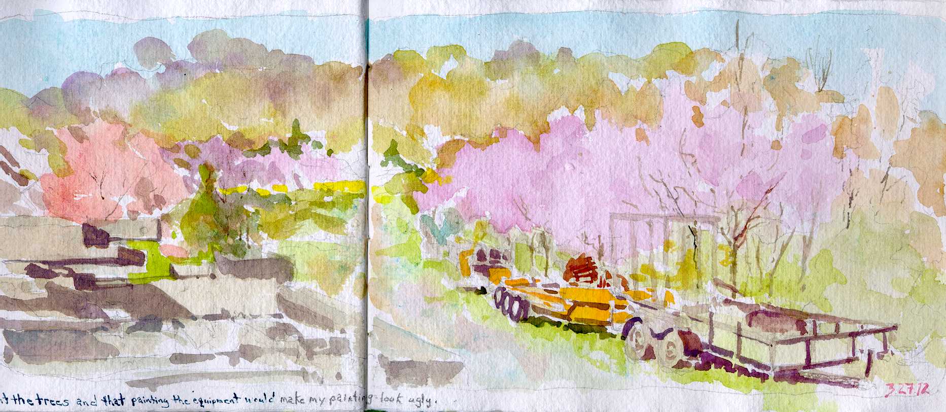 1865x812 Pickle Road Tree Project Spring Landscape Watercolor Sketchbook