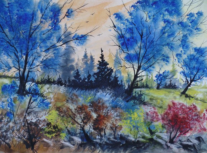 720x534 Michigan Spring, Watercolor Painting