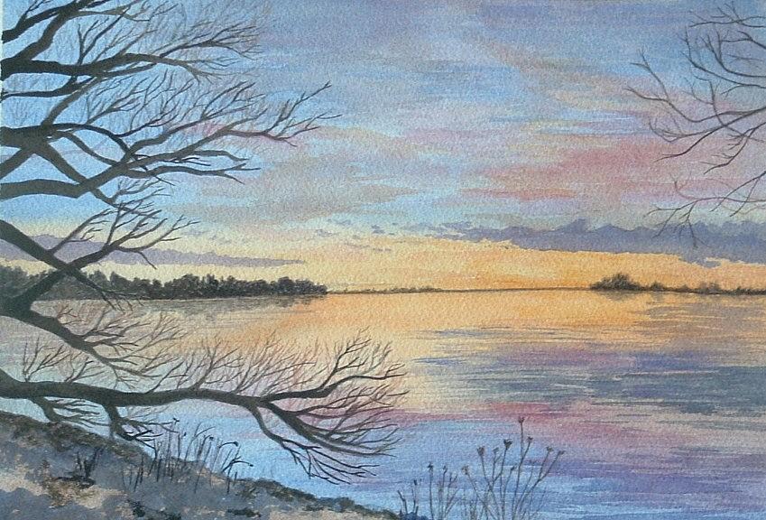 849x576 Spring Dawn Original Signed Watercolour Painting Painting By Lynn
