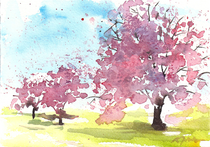 700x491 How To Painting Four Seasons With Watercolor On 5x7 Inches