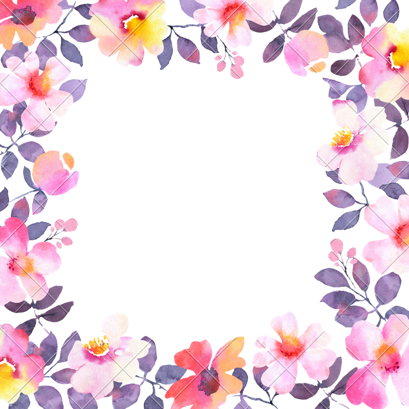 800x800 Modern Watercolor Flower Square Frame Background