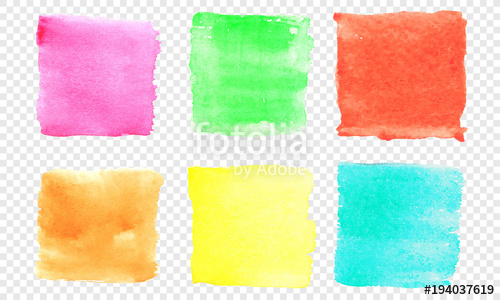 500x300 Square Watercolor Banner Set. Vector Color Smear Of Watercolour