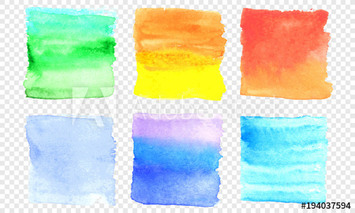 500x300 Vector Watercolor Banner Set. Color Square Smear Of Watercolour