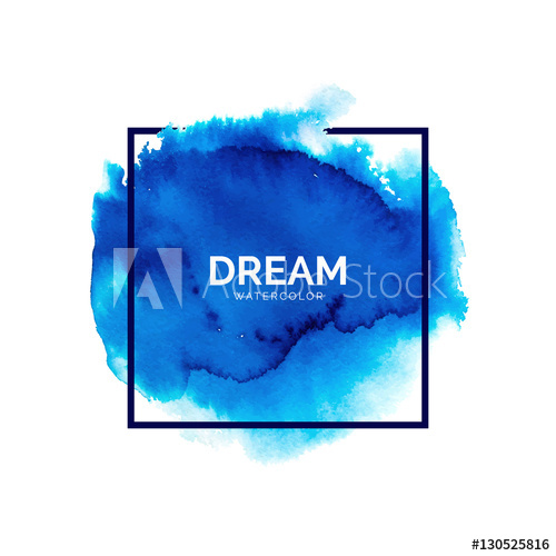 500x500 Abstract Blue Watercolor Splash With Square Frame, Hand Painted