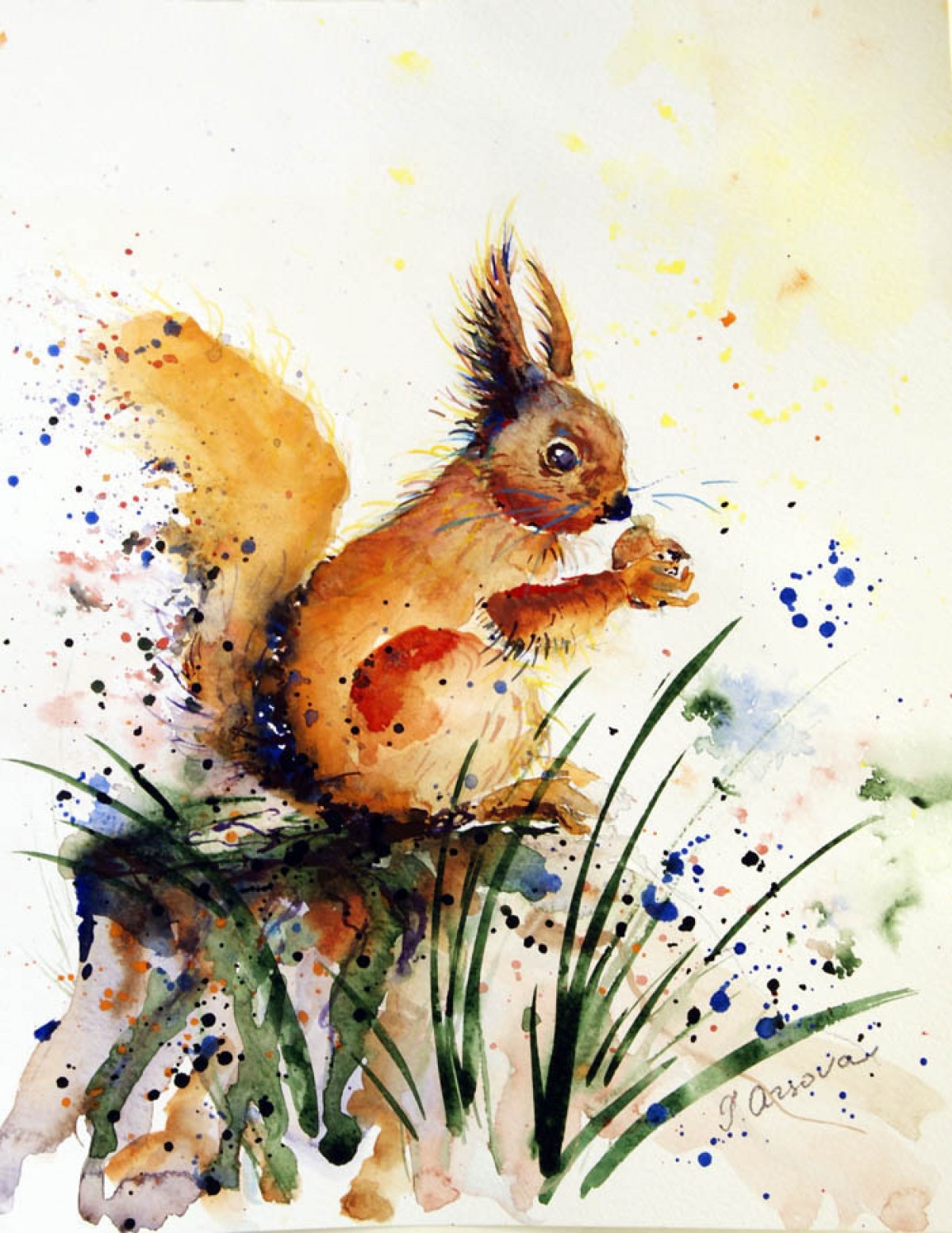1200x1554 Small Watercolor Squirrel Painting By Tatiana Arsova, Painting