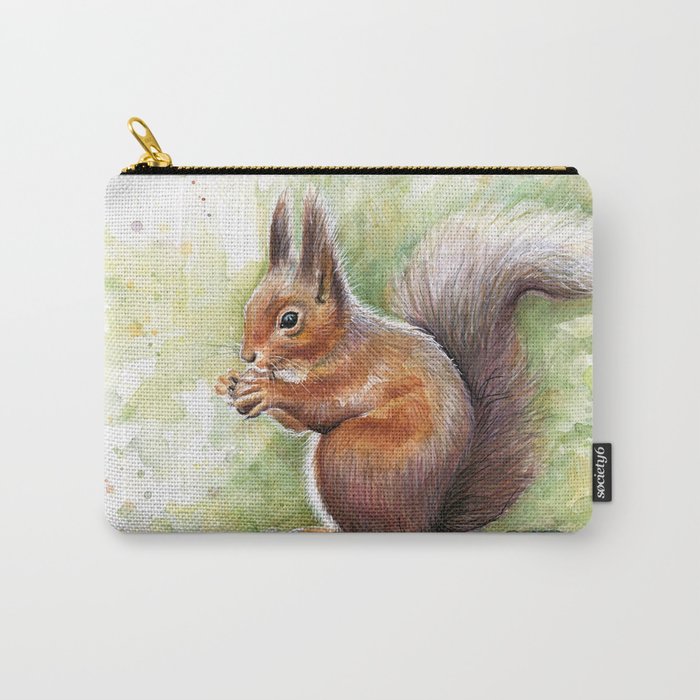 700x700 Squirrel And Nut Forest Animals Watercolor Carry All Pouch By