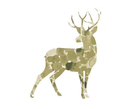 570x456 Watercolor Stag Print Etsy