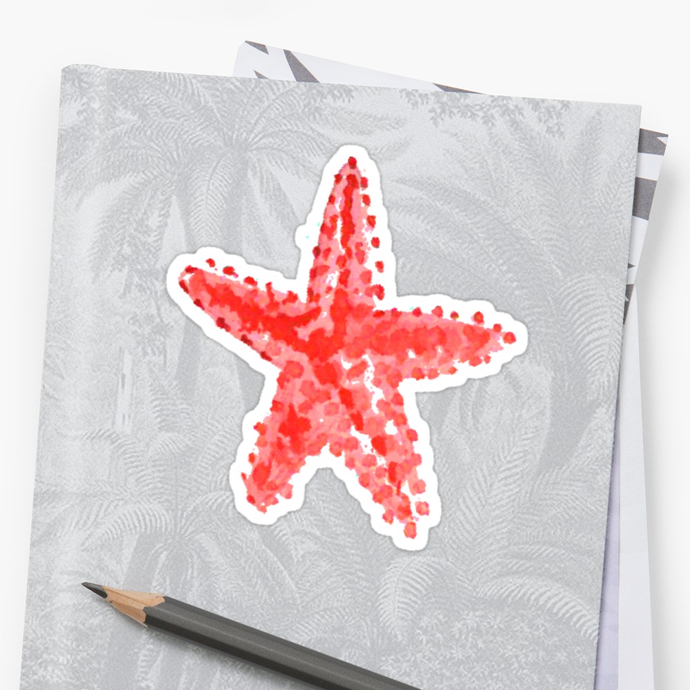 1000x1000 Red Starfish Watercolor Stickers By Julli Redbubble