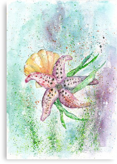 393x550 Starfish Watercolor Art Illustration Canvas Prints By Aquarelles