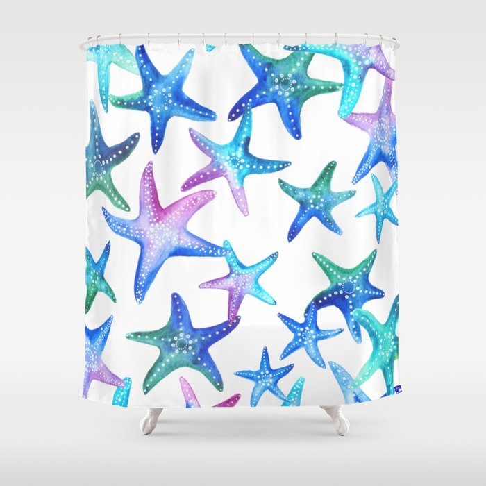 700x700 Watercolor Starfish Shower Curtain By Beckystarsmore Society6