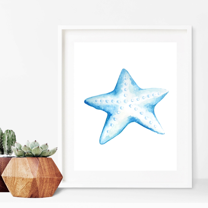 800x800 Ocean Sea Turtles Art Print Poster Home Decor , Watercolor