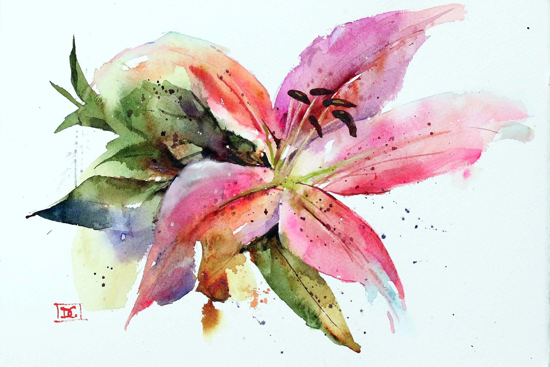 1800x1200 Stargazer Lily Floral Watercolor Painting By Dean Crouser Etsy