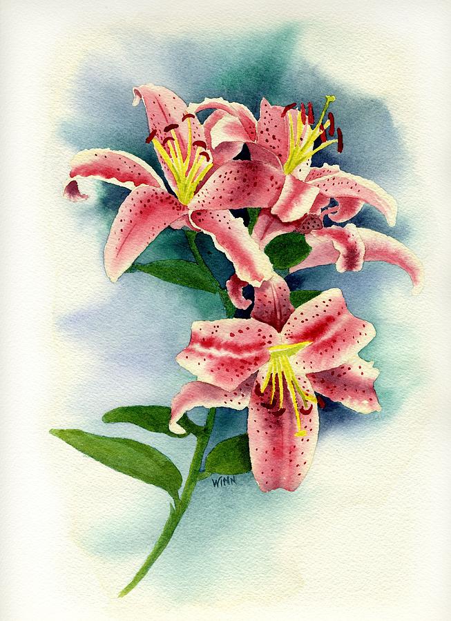 653x900 Stargazer Lilies Painting By Brett Winn