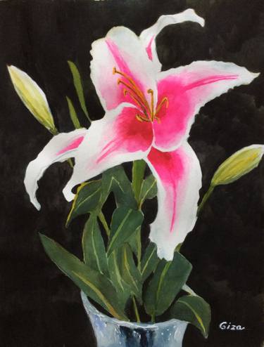 375x494 Stargazer Lily Painting By Christina Giza Saatchi Art