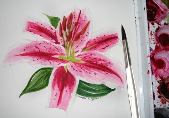 540x378 Wet Paint! Brand New Stargazer Lily Wedding Invitations Art Love