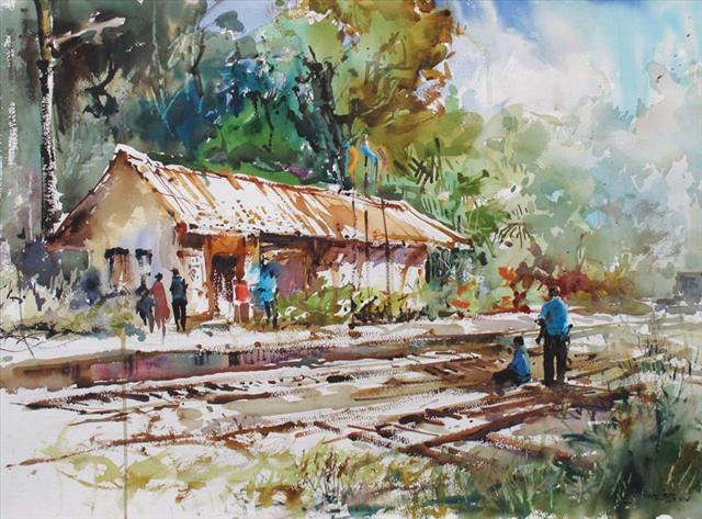 640x473 Railway Station Watercolor Paintings Lam
